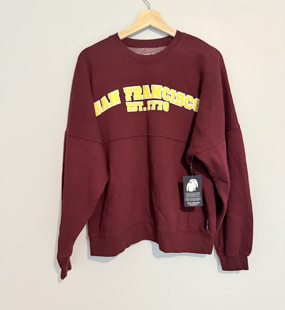 Spirit Jersey San Francisco Est. 1776 Burgundy Crewneck Sweatshirt Men S
